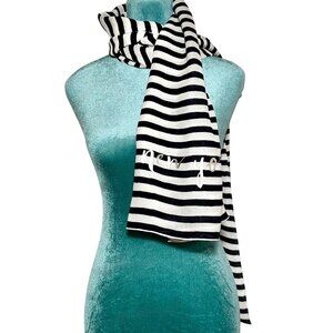 NWOT KATE SPADE NEW YORK Women's black and white striped scarf and shawl